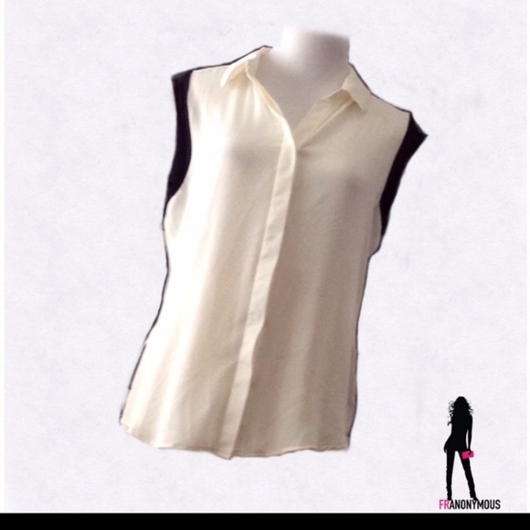 Black and White Sleeveless Chiffon Top - Picture 1 of 3